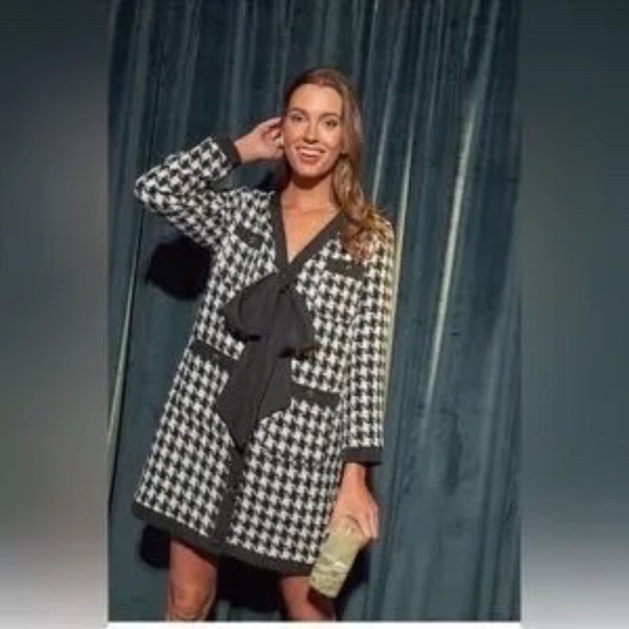 POMANDER PLACE Coco Tweed Bow Dress L - Picture 2 of 5